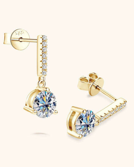 2 Carat Lab-Grown Diamond Sterling Silver Drop Earrings with Zircon Details - Luxurious Elegance