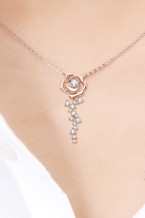 925 Sterling Silver 18K Rose Gold-Plated Pendant Necklace-Trendsi-Rose-One Size-Très Elite
