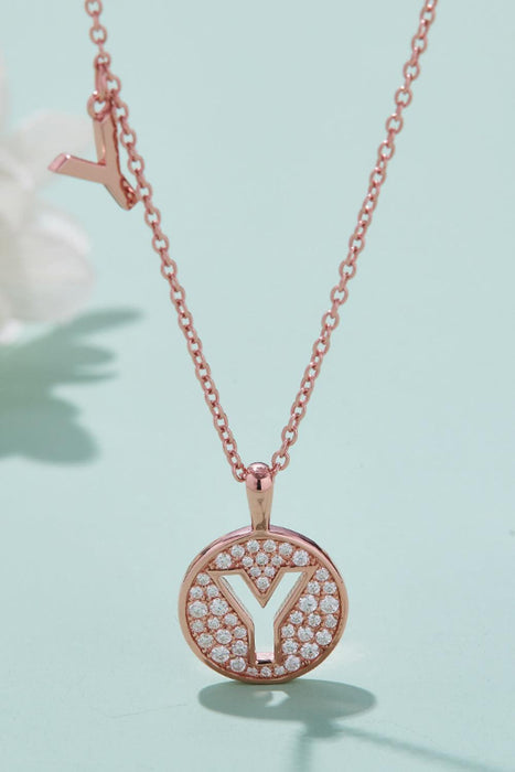 Rose Gold Plated Sterling Silver Moissanite Pendant Necklace - Timeless Elegance