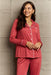 Buttoned Collared Pajama Set with Matching Top and Pants