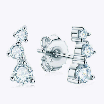 Sophisticated 18K Gold-Plated Moissanite Stud Earrings with Sterling Silver Details