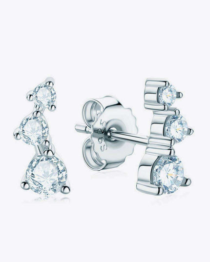 Sophisticated 18K Gold-Plated Moissanite Stud Earrings with Sterling Silver Details