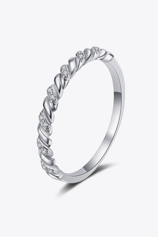 Elegant Rhodium-Plated Half-Eternity Ring with Lab-Created Moissanite