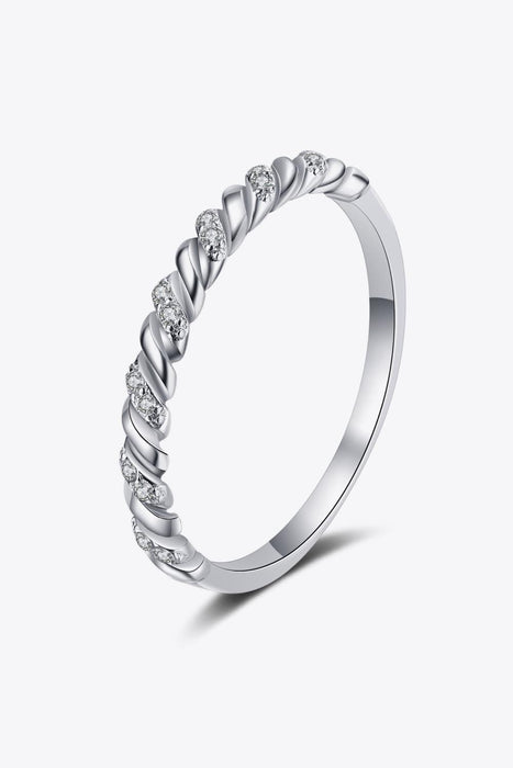 Elegant Moissanite Half-Eternity Ring in Rhodium-Plated Sterling Silver