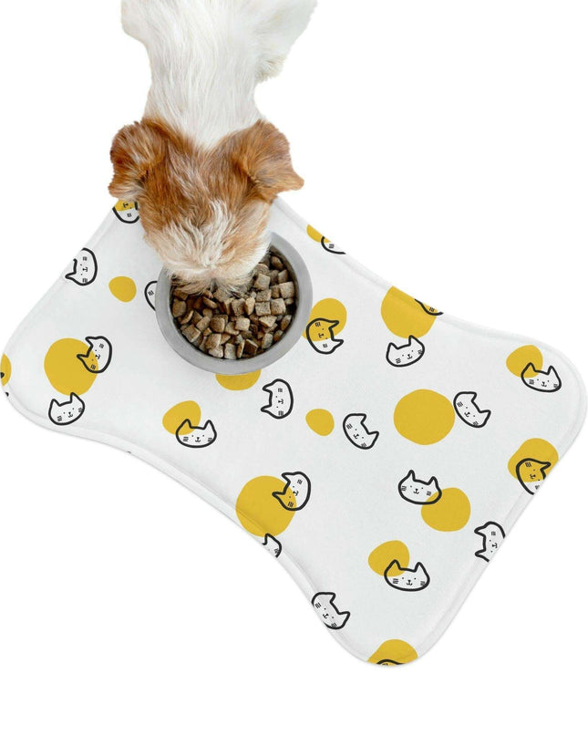 Customizable Fun Pet Feeding Mats - Vibrant Bone and Fish Patterns for Tidy Mealtimes