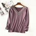 Lacy Vibe V-Neck Lounge Top with Long Sleeves