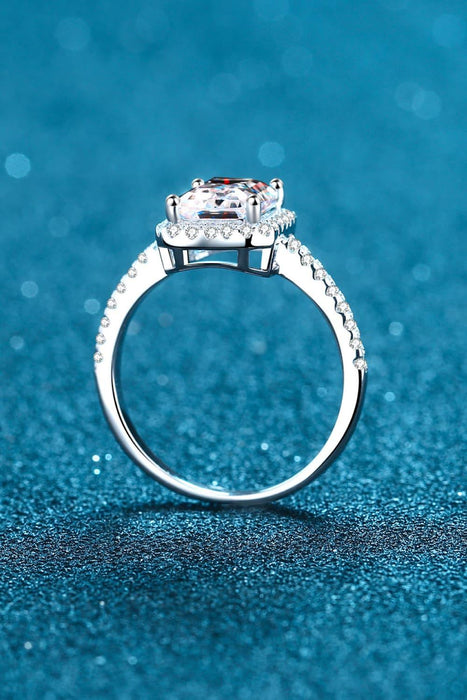 Dazzling 2 Carat Moissanite Sterling Silver Halo Ring with Zircon Accents - Premium Edition