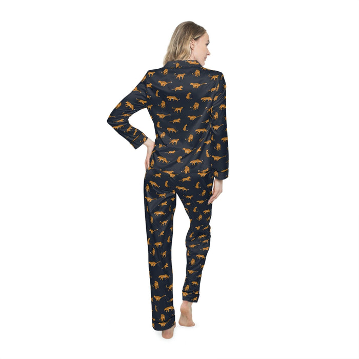 Vero Leopard Women's Satin Pajamas-All Over Prints-Printify-XS/S-Black-Très Elite