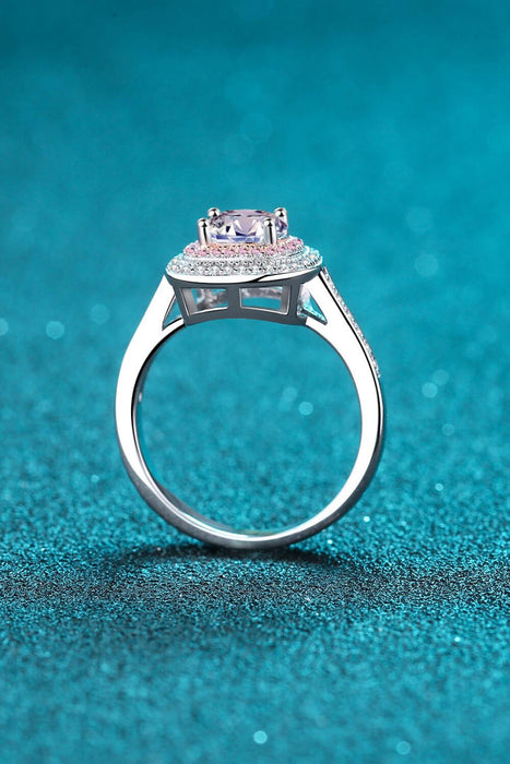 Radiant Moissanite and Zircon Sterling Silver Ring with Sparkling Center Stone