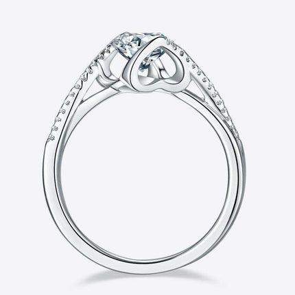 Twisted Radiance: 1 Carat Lab Grown Diamond Silver Ring