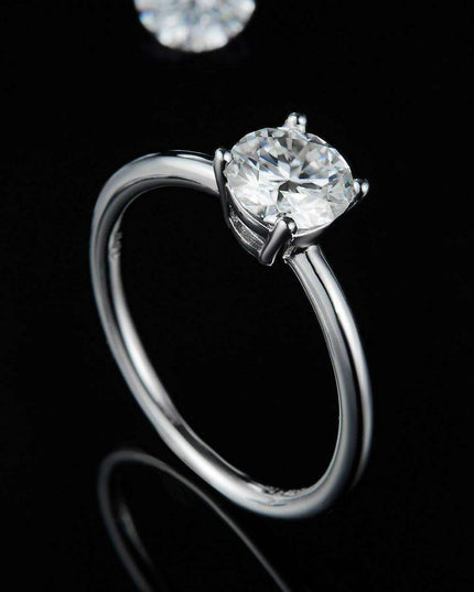 Elegant 1 Carat Platinum-Plated Lab-Diamond Sterling Silver Ring
