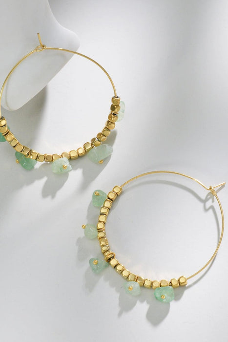 Elegant Turquoise & Gold Stainless Steel Earrings