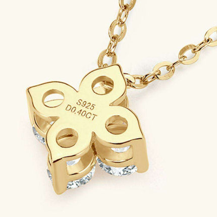 Elegant Clover Pendant Necklace with Lab-Diamonds in Platinum and Gold Finish