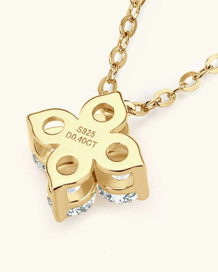 Elegant Clover Pendant Necklace with Lab-Diamonds in Platinum and Gold Finish
