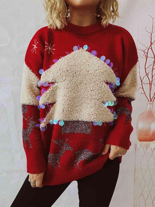 Holiday Festive Reindeer and Christmas Tree Sweater for Cheerful Season