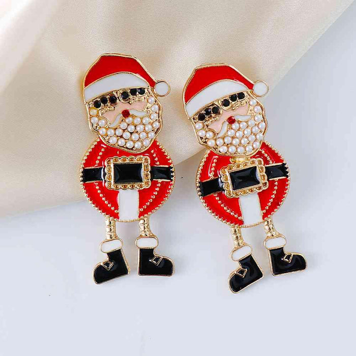 Holiday Cheer Sparkle Rhinestone Santa Earrings