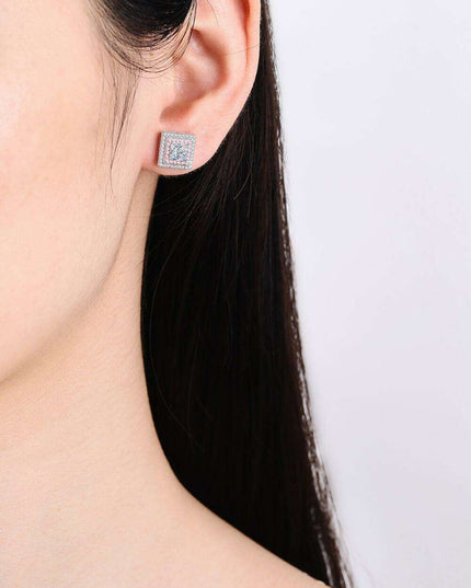 Elegant Geometric Moissanite Square Earrings - Timeless Luxury