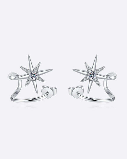 Elegant Moissanite Star Earrings with Durable Rhodium Finish & Warranty Assurance