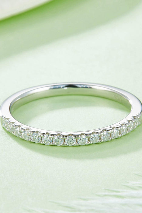 Platinum and Moissanite Elegance Ring: Sterling Silver Statement Piece with Luxurious Gemstones