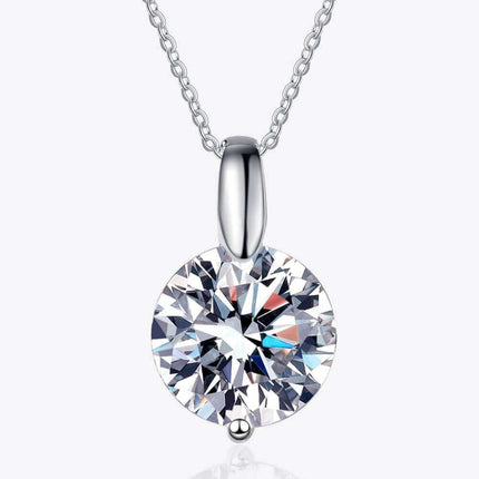Sophisticated Silver Lab Created Diamond Pendant Necklace with Rhodium Elegance