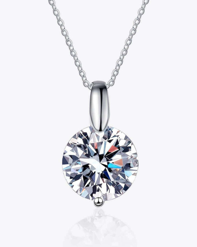 Sophisticated Silver Lab Created Diamond Pendant Necklace with Rhodium Elegance