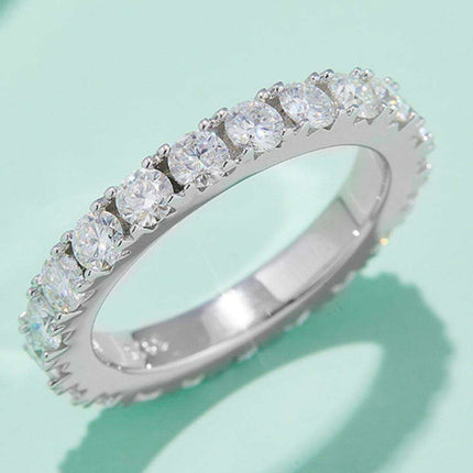 Eternal Elegance Moissanite Infinity Ring in Platinum-Plated Sterling Silver