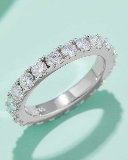 Eternal Elegance Moissanite Infinity Ring in Platinum-Plated Sterling Silver