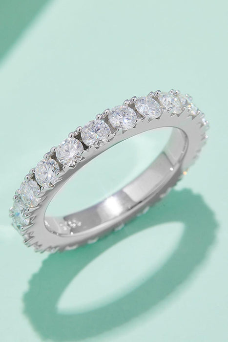 Sparkling Moissanite Eternity Band in Platinum-Coated Sterling Silver