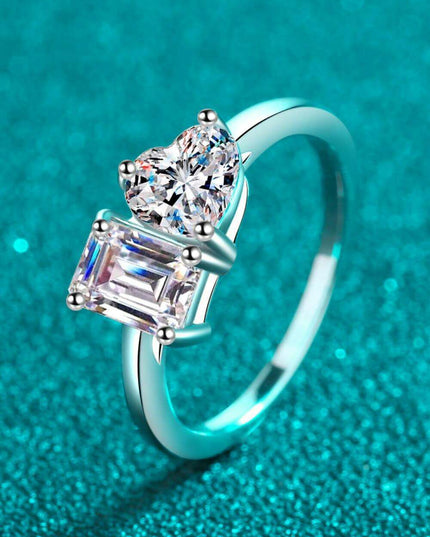 Timeless Love Heart Moissanite Ring in Sterling Silver - Radiant Elegance