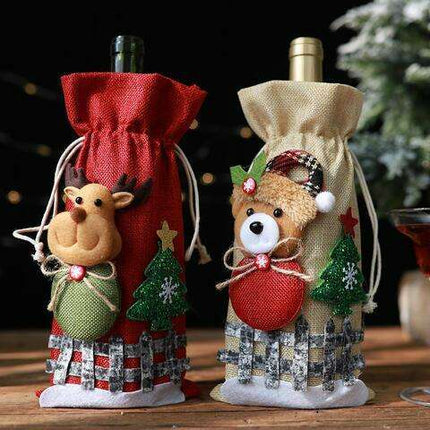 Cheerful Holiday Wine Bottle Doll Covers - Set of Two