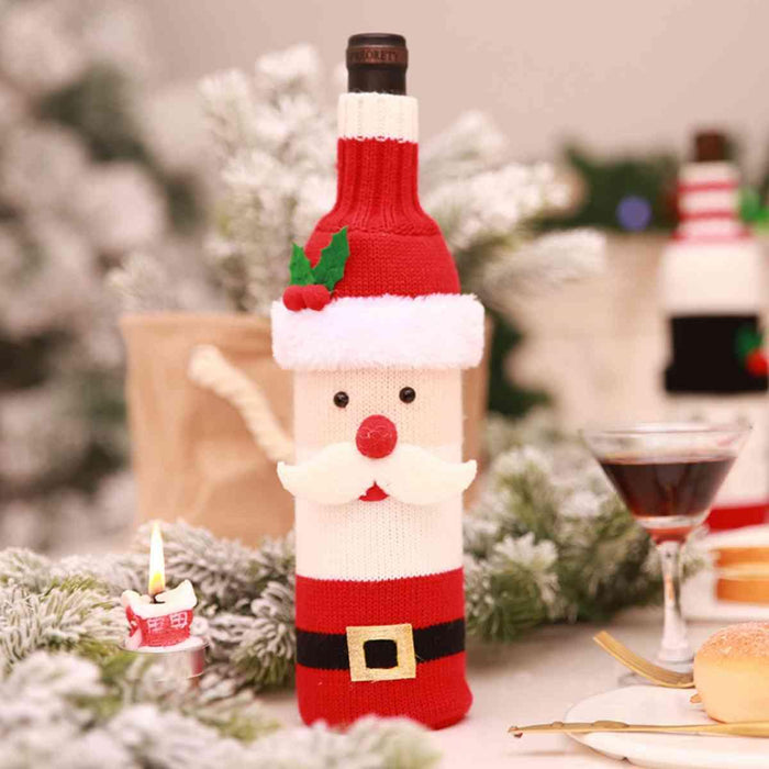 Christmas Knit Wine Bottle Cover Trendsi