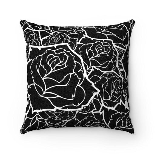 Maison d'Elite Black and White Roses Reversible Accent Pillow with Insert