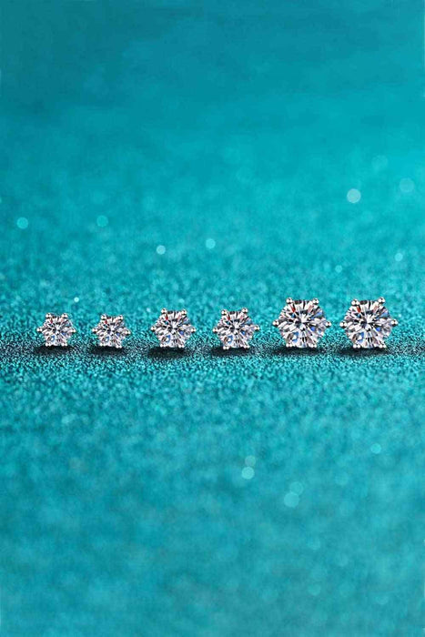 Sleek Moissanite Sterling Silver Stud Earrings