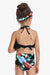 Beach Babe Printed Ruffle Halter Neck Swimsuit Set
