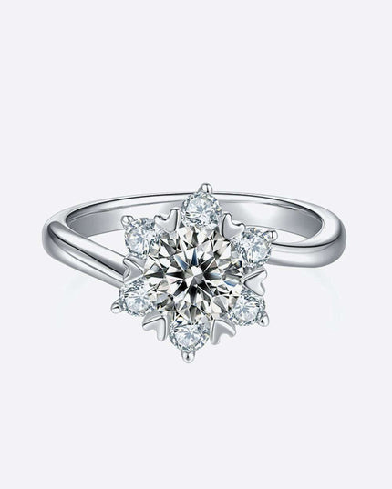 Elegant Sterling Silver Cluster Ring with Lab Grown Diamond and Moissanite Accents