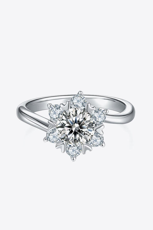 Elegant Lab Grown Diamond Cluster Ring Set in Sterling Silver with Moissanite Accents