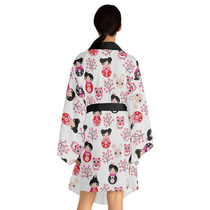 Kireiina Japanese Geisha Long Sleeve Kimono Robe-Clothing, Shoes & Jewelry›Women›Clothing›Lingerie, Sleep & Lounge›Sleep & Lounge›Robes-Kireiina-XS-White-Très Elite
