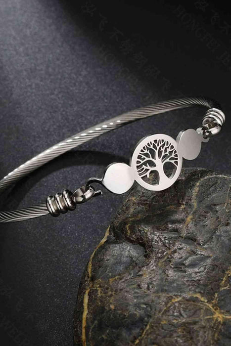 Sophisticated Stainless Steel Cable Bracelet with Twisted Design