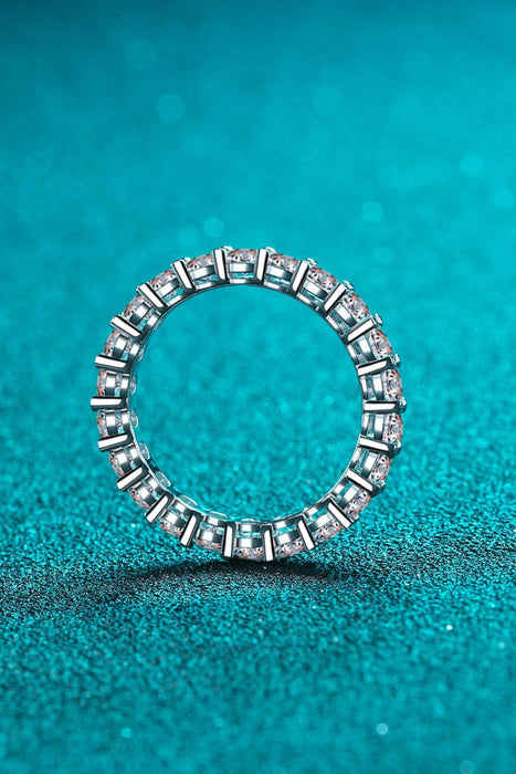 Elegant Moissanite Sterling Silver Ring with Rhodium Finish