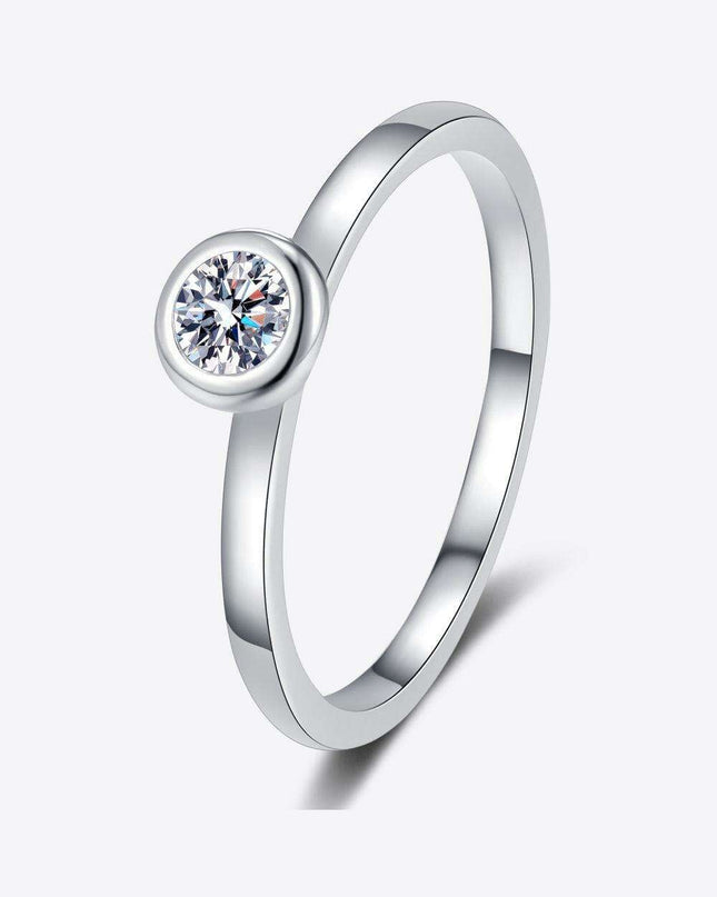Eternal Elegance: Rhodium-Plated 925 Sterling Silver Moissanite Solitaire Ring