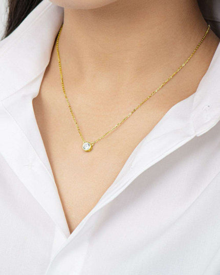 Stunning 1 Carat Lab-Created Diamond Necklace in Sterling Silver with Luxe Platinum and Gold Accents