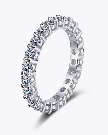 Chic Rhodium-Plated Silver Ring with 2.2 Carat Lab-Created Diamond