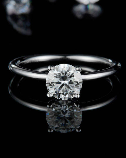 Elegant 1 Carat Platinum-Plated Lab-Diamond Sterling Silver Ring