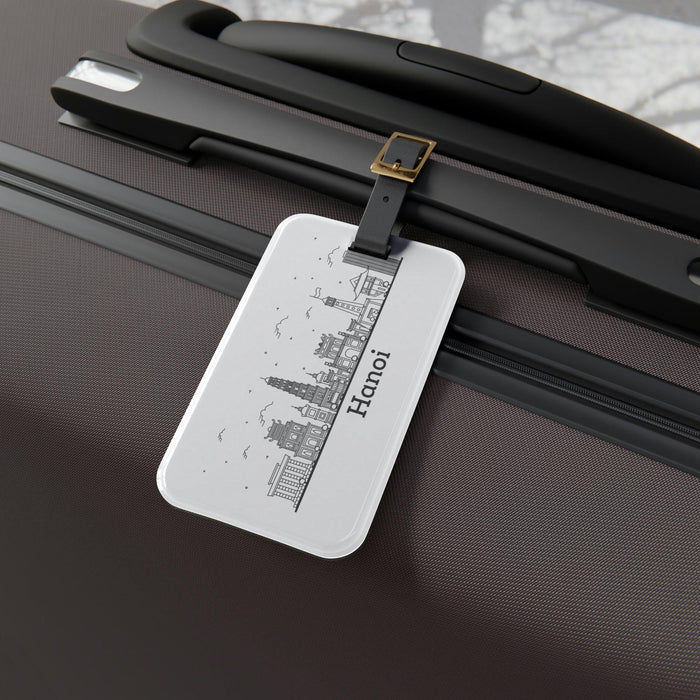 Chic Acrylic Luggage Tag Set with Leather Strap - Elegant Travel Accessory