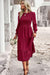 Flounce Sleeve Solid Midi Dress with Smocked Round Neck
