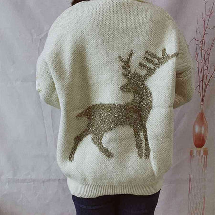 Festive Reindeer Long Sleeve Sweater for the Holiday Season