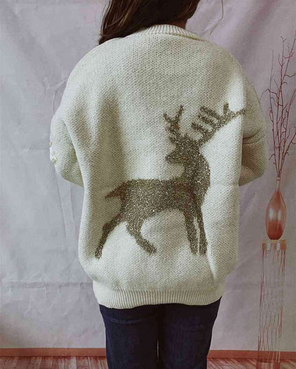 Festive Reindeer Long Sleeve Sweater for the Holiday Season