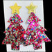 Shimmering Christmas Tree Festive Drop Earrings