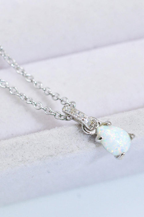 Opal Sparkle Pendant Necklace with Customizable Chain Length