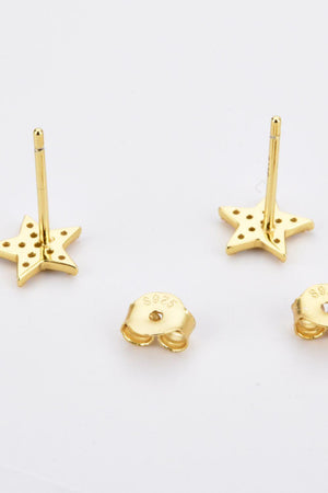Zircon Decor Star Stud Earrings-Trendsi-Gold-One Size-Très Elite